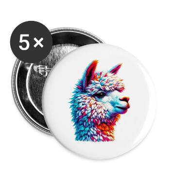 Alpaka - Buttons groß 56 mm (5er Pack) - Weiß - Vorne