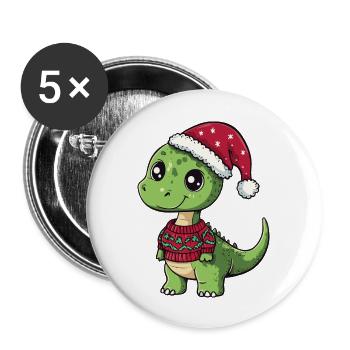 Dinosaurier brontosaurus Weihnachten Comic - Buttons groß 56 mm (5er Pack) - Weiß - Vorne