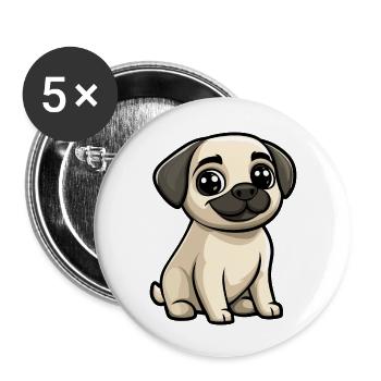 Kangal chien bande dessinée mignon - Lot de 5 grands badges (56 mm) - blanc - Devant