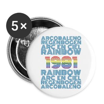 1981 - Lot de 5 grands badges (56 mm) - blanc - Devant