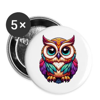 Owl - Buttons large 2.2''/56 mm (5-pack) - white - Front