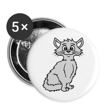 Pretty Cat Looking Happy Cheerful Smiling - Buttons large 2.2''/56 mm (5-pack) - white - Front