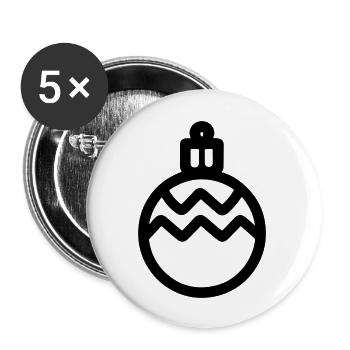 Boule de Noël - Lot de 5 grands badges (56 mm) - blanc - Devant