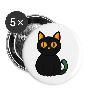 Cat Halloween Funny Cat - Buttons large 2.2''/56 mm (5-pack) - white - Front