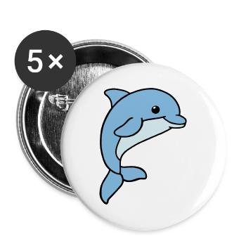 Delfin - Buttons groß 56 mm (5er Pack) - Weiß - Vorne