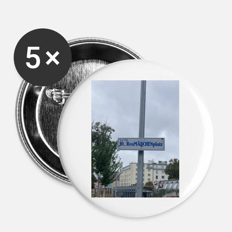 ReuMÄDCHENplatz - Lot de 5 grands badges (56 mm) - blanc