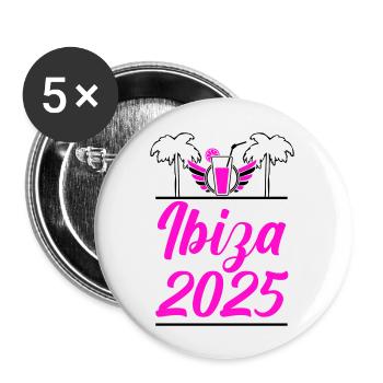 Ibiza 2025 - Lot de 5 grands badges (56 mm) - blanc - Devant