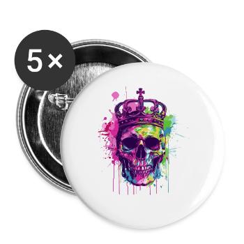 Couronne de crâne de roi - Lot de 5 grands badges (56 mm) - blanc - Devant