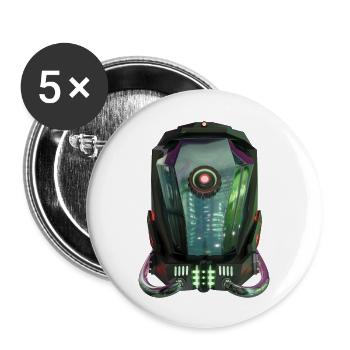 Futuristic Robotic Helmet - Buttons large 2.2''/56 mm (5-pack) - white - Front