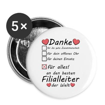 Beste Filialleiter Danke sagen zum Abschied - Buttons groß 56 mm (5er Pack) - Weiß - Vorne
