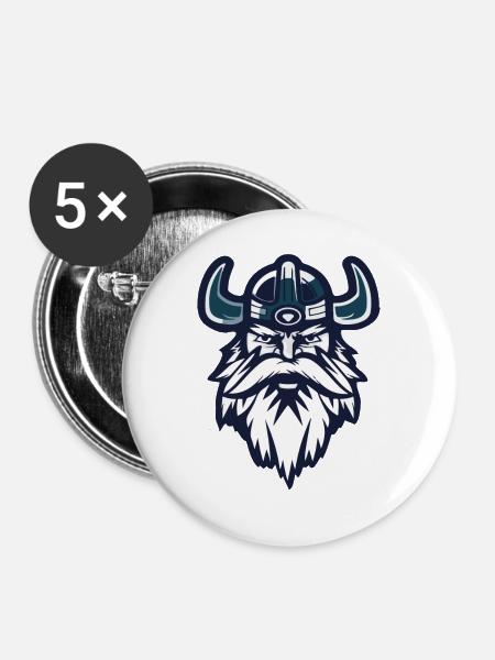 Wikinger - Buttons groß 56 mm (5er Pack) - Weiß