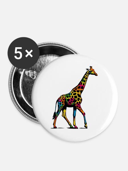 Giraffe - Buttons groß 56 mm (5er Pack) - Weiß