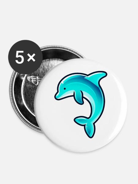 Delfin - Buttons groß 56 mm (5er Pack) - Weiß