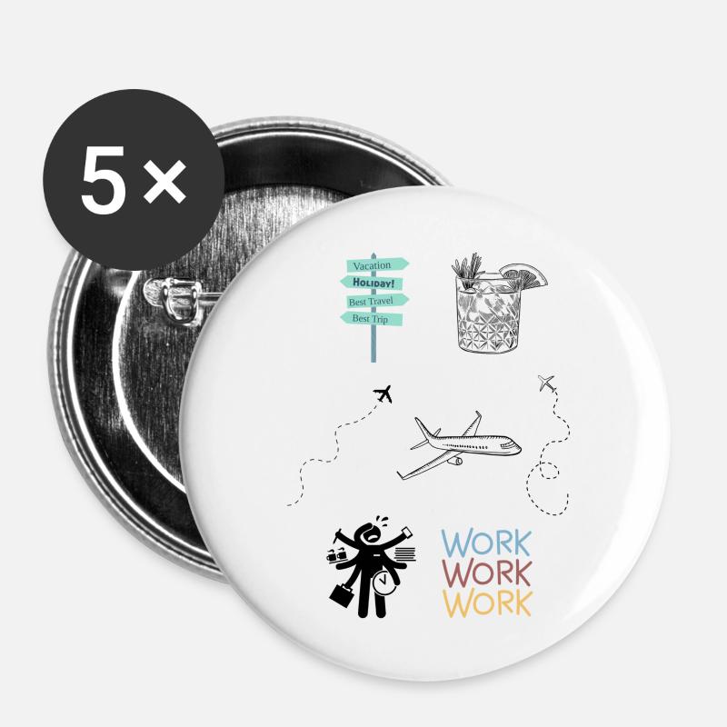 Work vs. Vacation - Buttons large 2.2''/56 mm (5-pack) - white