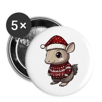 Bande dessinée de Noël Armadillo - Lot de 5 grands badges (56 mm) - blanc - Devant