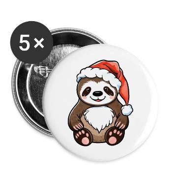 Dessin de Noël paresseux - Lot de 5 grands badges (56 mm) - blanc - Devant