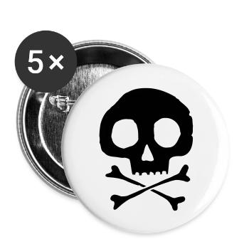 Crâne et os - Lot de 5 grands badges (56 mm) - blanc - Devant