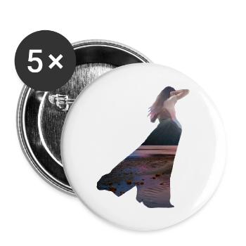 Frau mit Kleid - Buttons groß 56 mm (5er Pack) - Weiß - Vorne