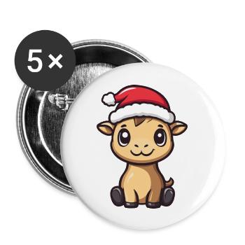 Kamel Weihnachten Niedlich - Buttons groß 56 mm (5er Pack) - Weiß - Vorne