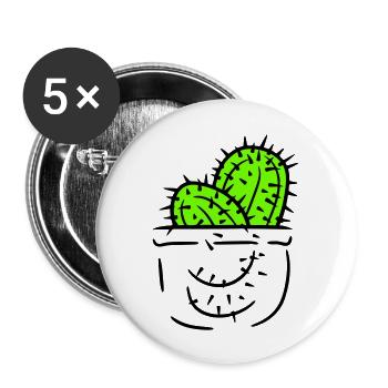 2 Brusttasche Kaktus Pflanzen Stachelige Kakteen - Buttons groß 56 mm (5er Pack) - Weiß - Vorne