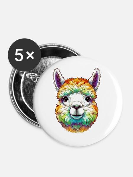 Alpaka - Buttons groß 56 mm (5er Pack) - Weiß