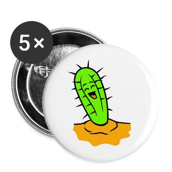 Cactus rieurs Cactus Visage Désert épineux - Lot de 5 grands badges (56 mm) - blanc - Devant