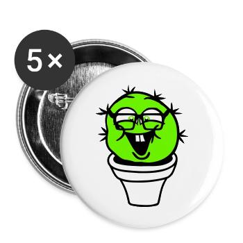 Cactus Nerd Face Prickly Horn-rimmed Glasses Cool Geek - Buttons large 2.2''/56 mm (5-pack) - white - Front