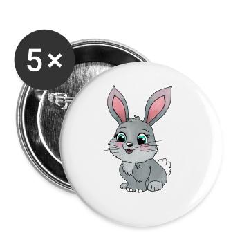 Kleiner Hase - Buttons groß 56 mm (5er Pack) - Weiß - Vorne