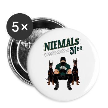 Niemals 31ER - Buttons groß 56 mm (5er Pack) - Weiß - Vorne