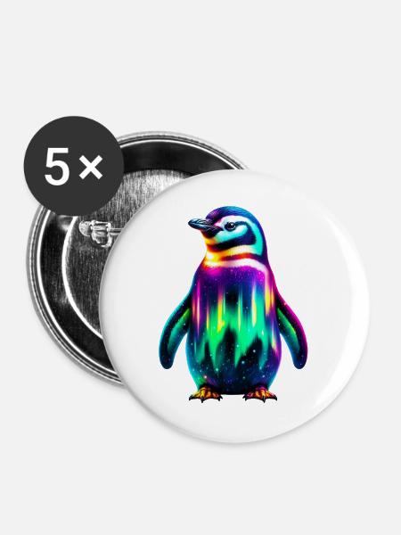 Pinguin - Buttons groß 56 mm (5er Pack) - Weiß