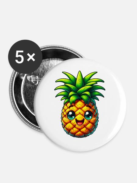 Ananas - Buttons groß 56 mm (5er Pack) - Weiß