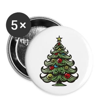 Tannenbaum Weihnachten - Buttons groß 56 mm (5er Pack) - Weiß - Vorne