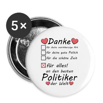 Beste Politiker der Welt Danke sagen zum Abschied - Buttons groß 56 mm (5er Pack) - Weiß - Vorne