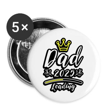 Dad 2025 Loading Papa Baby - Buttons large 2.2''/56 mm (5-pack) - white - Front