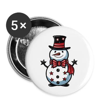 Bonhomme de neige Noël d’hiver - Lot de 5 grands badges (56 mm) - blanc - Devant