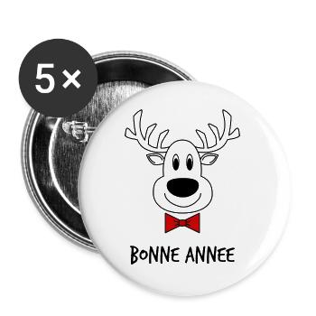 HAPPY NEW YEAR. NEW YEAR'S EVE. NEW YEAR - Buttons large 2.2''/56 mm (5-pack) - white - Front