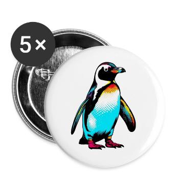 Pingouin - Lot de 5 grands badges (56 mm) - blanc - Devant