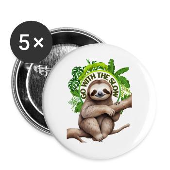 Go with the slow Sloth - Buttons large 2.2''/56 mm (5-pack) - white - Front
