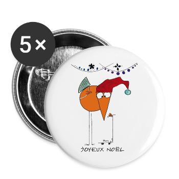 Merry Christmas Shadok - Buttons large 2.2''/56 mm (5-pack) - white - Front
