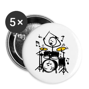Stickmen batteur - Lot de 5 grands badges (56 mm) - blanc - Devant