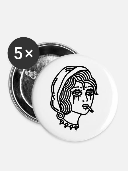 Rauchgesicht - Buttons groß 56 mm (5er Pack) - Weiß