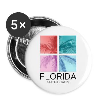 Florida USA Miami Amerika Sommer Palmen Strand - Buttons groß 56 mm (5er Pack) - Weiß - Vorne
