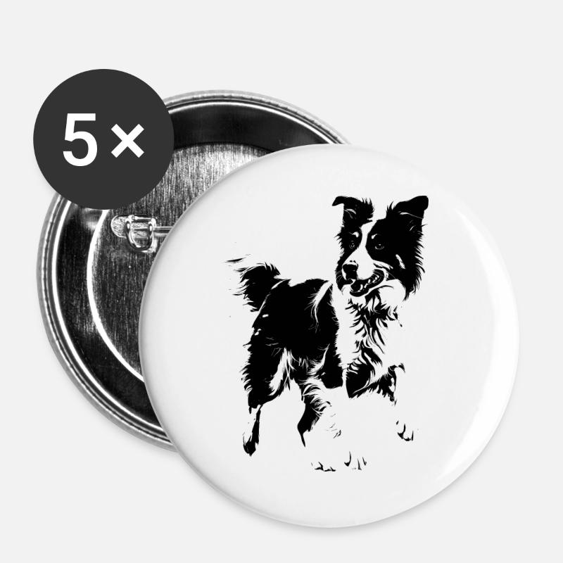 Border Collie breed dog - Buttons large 2.2''/56 mm (5-pack) - white