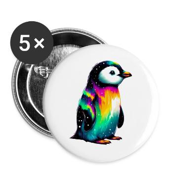 Pingouin - Lot de 5 grands badges (56 mm) - blanc - Devant
