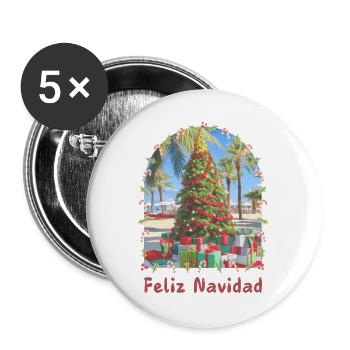 Feliz Navidad - Spanish Christmas - Buttons large 2.2''/56 mm (5-pack) - white - Front