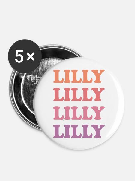 Name Lilly - Buttons groß 56 mm (5er Pack) - Weiß