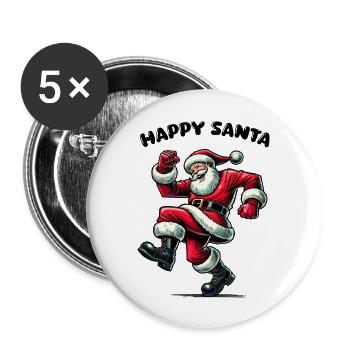 St. Nicholas Happy Santa - Buttons large 2.2''/56 mm (5-pack) - white - Front