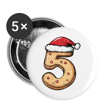 5 Number Christmas Cookie - Buttons large 2.2''/56 mm (5-pack) - white - Front