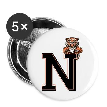 Buchstabe n Tiger - Geschenkidee - Buttons groß 56 mm (5er Pack) - Weiß - Vorne