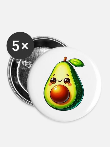 Avocado - Buttons groß 56 mm (5er Pack) - Weiß
